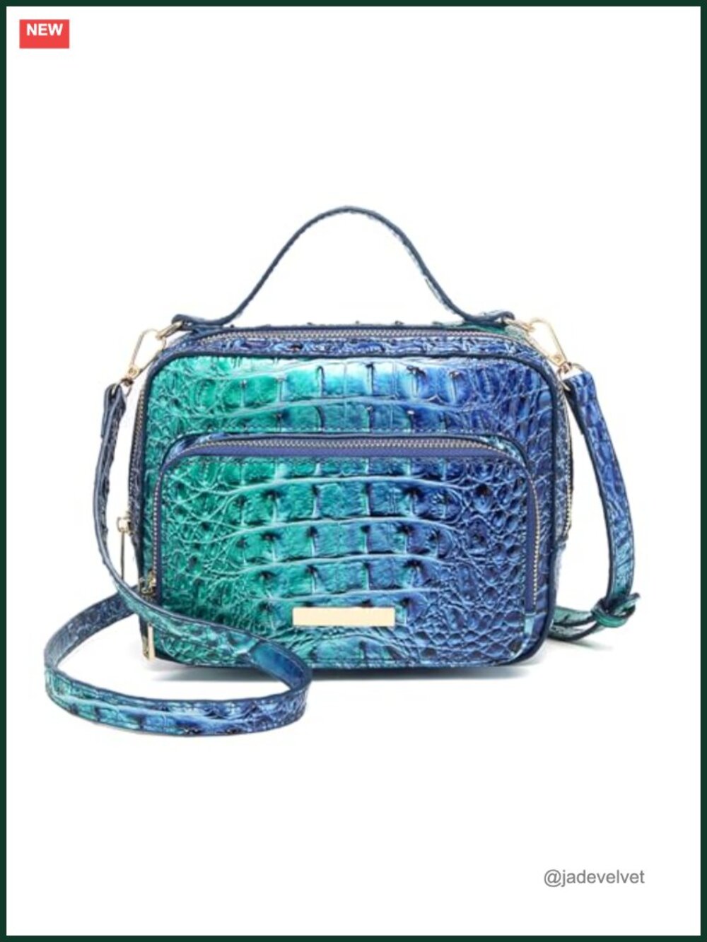 Vegan Leather Croco Square Mini Crossbody Bag with Adjustable Strap for Women